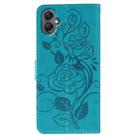 For Samsung Galaxy A05 Rose Butterfly Embossed Leather Phone Case(Blue) - 3