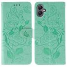 For Samsung Galaxy A05 Rose Butterfly Embossed Leather Phone Case(Green) - 1