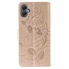 For Samsung Galaxy A05 Rose Butterfly Embossed Leather Phone Case(Rose Gold) - 3