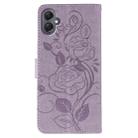 For Samsung Galaxy A05 Rose Butterfly Embossed Leather Phone Case(Purple) - 3
