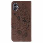 For Samsung Galaxy A05 Rose Butterfly Embossed Leather Phone Case(Brown) - 3
