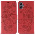 For Samsung Galaxy A05 Rose Butterfly Embossed Leather Phone Case(Red) - 1