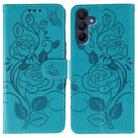 For Samsung Galaxy A16 4G / 5G Rose Butterfly Embossed Leather Phone Case(Blue) - 1