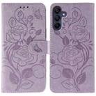 For Samsung Galaxy A16 4G / 5G Rose Butterfly Embossed Leather Phone Case(Purple) - 1