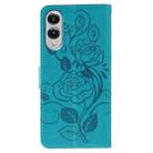For Samsung Galaxy S25 Edge 5G Rose Butterfly Embossed Leather Phone Case(Blue) - 3