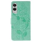 For Samsung Galaxy S25 Edge 5G Rose Butterfly Embossed Leather Phone Case(Green) - 3