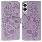 For Samsung Galaxy S25 Edge 5G Rose Butterfly Embossed Leather Phone Case(Purple) - 1