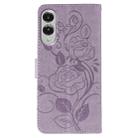 For Samsung Galaxy S25 Edge 5G Rose Butterfly Embossed Leather Phone Case(Purple) - 3
