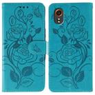 For Samsung Galaxy XCover7 Rose Butterfly Embossed Leather Phone Case(Blue) - 1