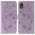 For Samsung Galaxy XCover7 Rose Butterfly Embossed Leather Phone Case(Purple) - 1