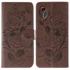 For Samsung Galaxy XCover7 Rose Butterfly Embossed Leather Phone Case(Brown) - 1