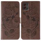 For Samsung Galaxy XCover7 Pro Rose Butterfly Embossed Leather Phone Case(Brown) - 1