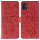 For Samsung Galaxy XCover7 Pro Rose Butterfly Embossed Leather Phone Case(Red) - 1