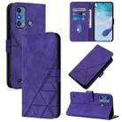 For ZTE Blade A53 Pro Crossbody 3D Embossed Flip Leather Phone Case(Purple) - 1