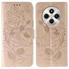 For Xiaomi Poco C75 4G / Poco M7 Rose Butterfly Embossed Leather Phone Case(Rose Gold) - 1