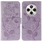 For Xiaomi Poco C75 4G / Poco M7 Rose Butterfly Embossed Leather Phone Case(Purple) - 1