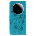 For Xiaomi 15 Ultra Rose Butterfly Embossed Leather Phone Case(Blue) - 3