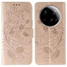 For Xiaomi 15 Ultra Rose Butterfly Embossed Leather Phone Case(Rose Gold) - 1