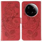 For Xiaomi 15 Ultra Rose Butterfly Embossed Leather Phone Case(Red) - 1