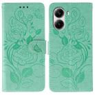 For Xiaomi Poco X7 Pro Rose Butterfly Embossed Leather Phone Case(Green) - 1