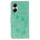 For Xiaomi Poco X7 Pro Rose Butterfly Embossed Leather Phone Case(Green) - 3