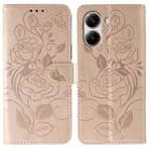 For Xiaomi Poco X7 Pro Rose Butterfly Embossed Leather Phone Case(Rose Gold) - 1