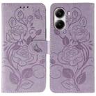 For Xiaomi Poco X7 Pro Rose Butterfly Embossed Leather Phone Case(Purple) - 1