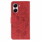 For Xiaomi Poco X7 Pro Rose Butterfly Embossed Leather Phone Case(Red) - 3