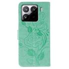 For Xiaomi 15 Pro Rose Butterfly Embossed Leather Phone Case(Green) - 3