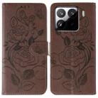 For Xiaomi 15 Pro Rose Butterfly Embossed Leather Phone Case(Brown) - 1