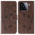 For Xiaomi 15 Rose Butterfly Embossed Leather Phone Case(Brown) - 1