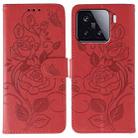 For Xiaomi 15 Rose Butterfly Embossed Leather Phone Case(Red) - 1