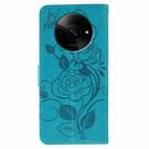 For Xiaomi Poco C61 4G Global Rose Butterfly Embossed Leather Phone Case(Blue) - 3