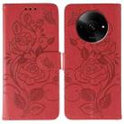 For Xiaomi Poco C61 4G Global Rose Butterfly Embossed Leather Phone Case(Red) - 1