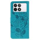 For Xiaomi 14T Rose Butterfly Embossed Leather Phone Case(Blue) - 3