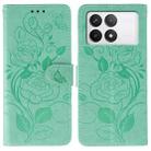 For Xiaomi 14T Rose Butterfly Embossed Leather Phone Case(Green) - 1