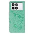 For Xiaomi 14T Rose Butterfly Embossed Leather Phone Case(Green) - 3