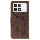 For Xiaomi 14T Rose Butterfly Embossed Leather Phone Case(Brown) - 3