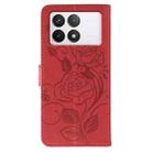 For Xiaomi 14T Rose Butterfly Embossed Leather Phone Case(Red) - 3