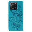 For Xiaomi 13T / 13T Pro Rose Butterfly Embossed Leather Phone Case(Blue) - 3