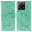 For Xiaomi 13T / 13T Pro Rose Butterfly Embossed Leather Phone Case(Green) - 1