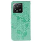 For Xiaomi 13T / 13T Pro Rose Butterfly Embossed Leather Phone Case(Green) - 3