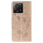 For Xiaomi 13T / 13T Pro Rose Butterfly Embossed Leather Phone Case(Rose Gold) - 3