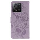 For Xiaomi 13T / 13T Pro Rose Butterfly Embossed Leather Phone Case(Purple) - 3