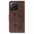 For Xiaomi 13T / 13T Pro Rose Butterfly Embossed Leather Phone Case(Brown) - 3
