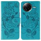 For Xiaomi Poco F7 Ultra / Redmi K80 Pro Rose Butterfly Embossed Leather Phone Case(Blue) - 1