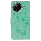 For Xiaomi Poco F7 Ultra / Redmi K80 Pro Rose Butterfly Embossed Leather Phone Case(Green) - 3