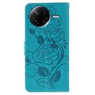 For Xiaomi Poco F7 Pro / Redmi K80 Rose Butterfly Embossed Leather Phone Case(Blue) - 3
