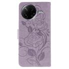 For Xiaomi Poco F7 Pro / Redmi K80 Rose Butterfly Embossed Leather Phone Case(Purple) - 3