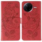 For Xiaomi Poco F7 Pro / Redmi K80 Rose Butterfly Embossed Leather Phone Case(Red) - 1